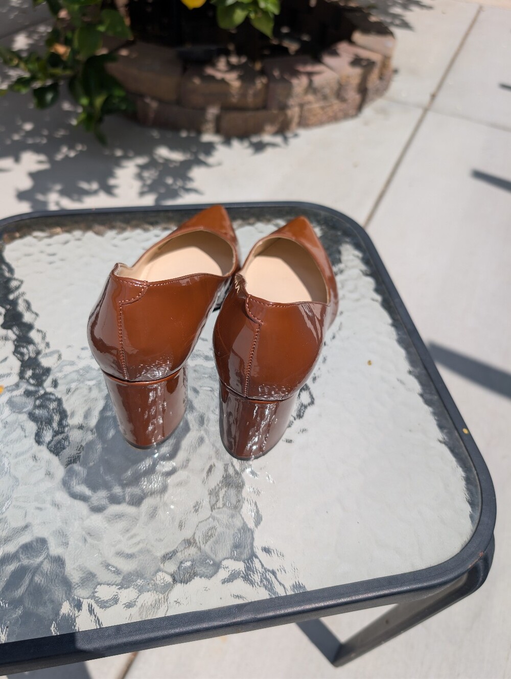 Women’s Patent Brown Pointed-Toe Pumps - Picture 2 of 5